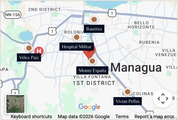 Selected hospitals in Managua
